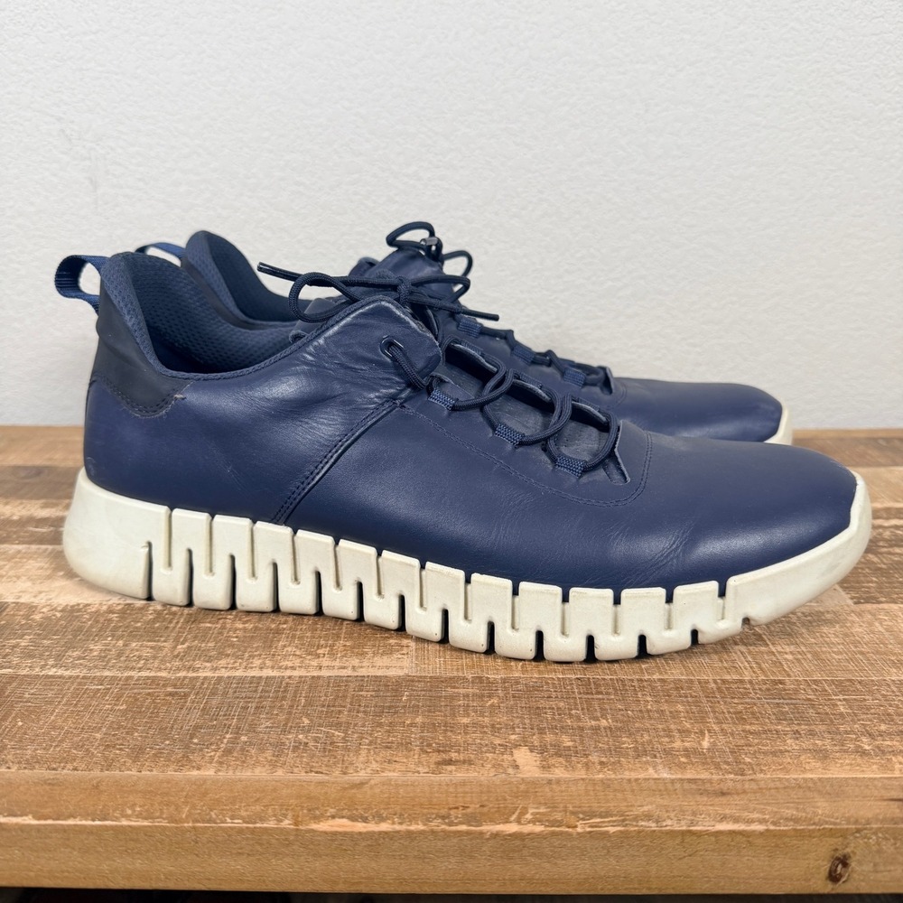 Ecco Gruuv Sneakers Mens 48 US 14-14.5 Navy Blue Leather Flex Sole Low Top